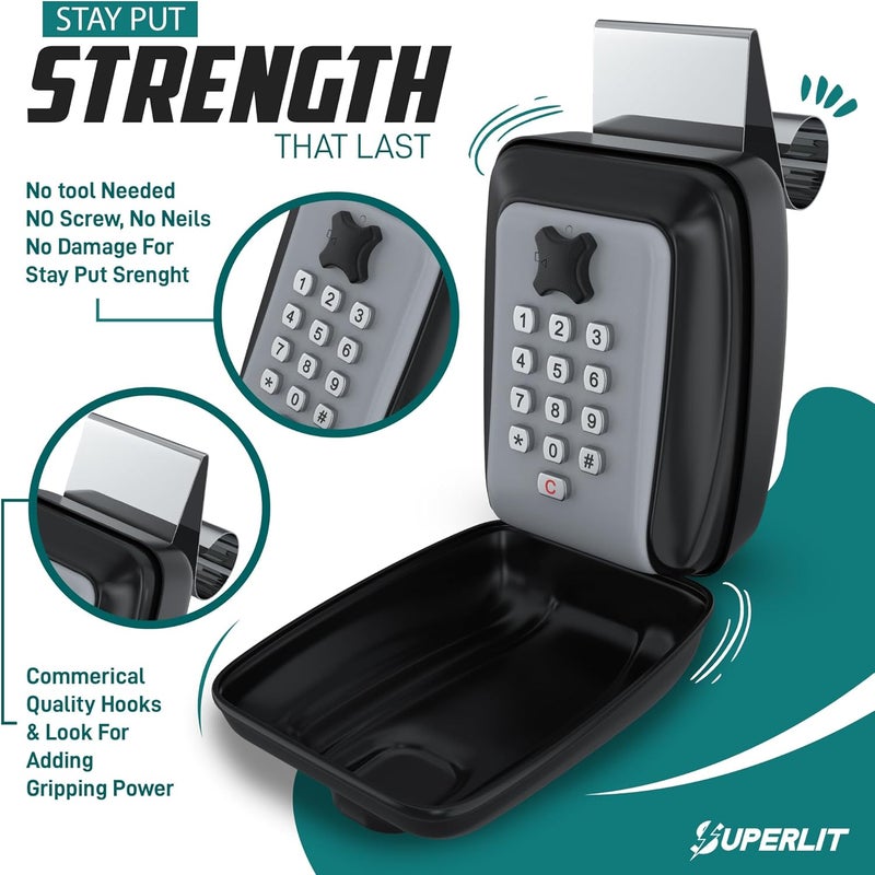 SUPERLIT Car Lock Box - Turo Key Lock Box for Car Window for Rentals & Rideshare, anti-theft Car Device for Vehicles Waterproof Lockbox for Car Keys with RFID Signal Blocker Pouch - Standard - Image 2